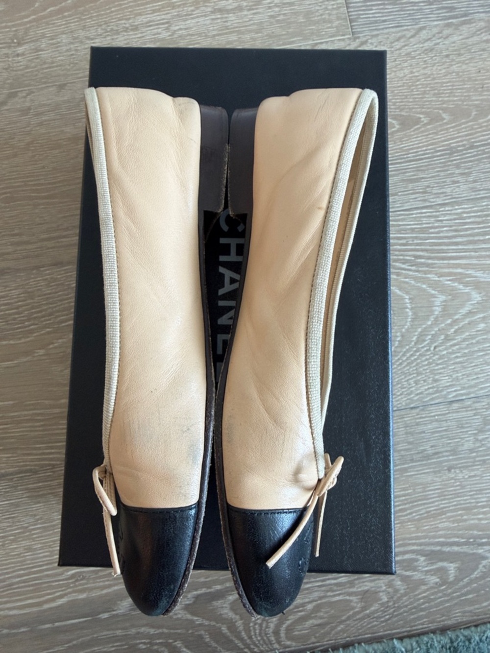 Chanel Beige and Black Ballet Flats - Picture 9 of 10